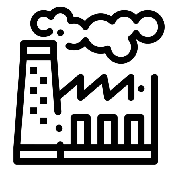 Ikon För Produktion Fabriksföroreningar Konturstil — Stock vektor