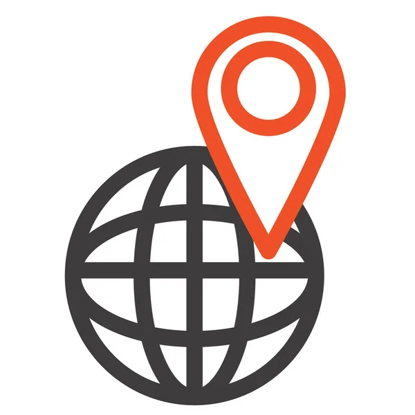 Globalna Ikona Mapy Lokalizacji Zarysie — Wektor stockowy