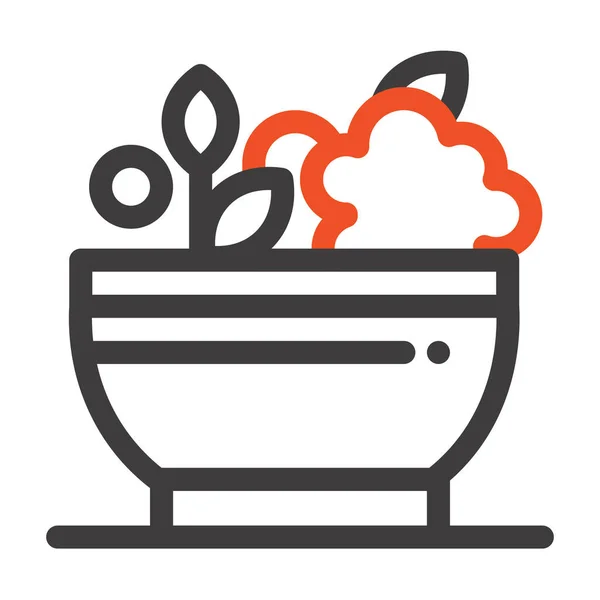 Bowl Herbal Medicine Icon Outline Style — ストックベクタ