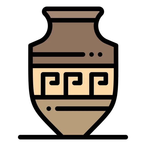 古代ギリシャの瓶のアイコンがいっぱい アウトラインスタイル — ストックベクタ