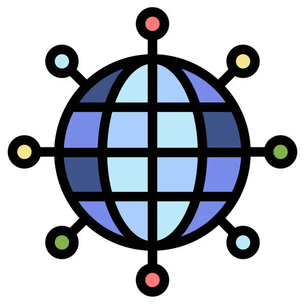Επιχειρηματικές Συνδέσεις Παγκόσμιο Εικονίδιο Στυλ Γεμάτο Περίγραμμα — Διανυσματικό Αρχείο