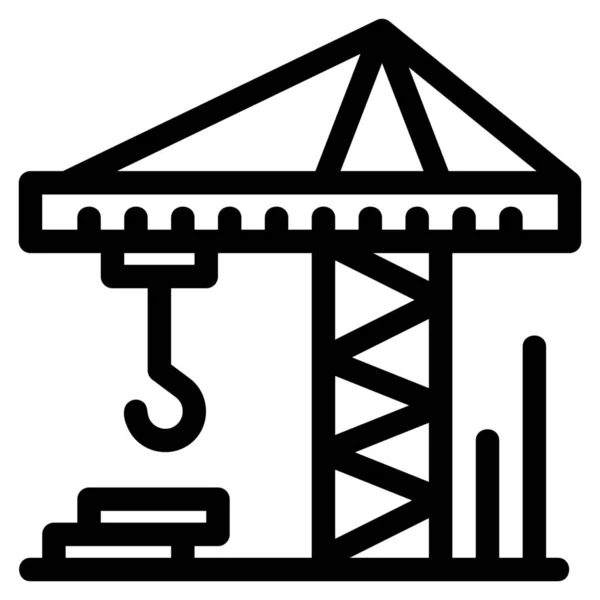 Architektura Konstrukcja Ikona Crain Stylu Zarysu — Wektor stockowy