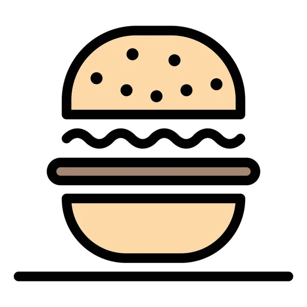 Amerikan Hamburgerinin Ana Hatlarıyla Simge Yemesi — Stok Vektör