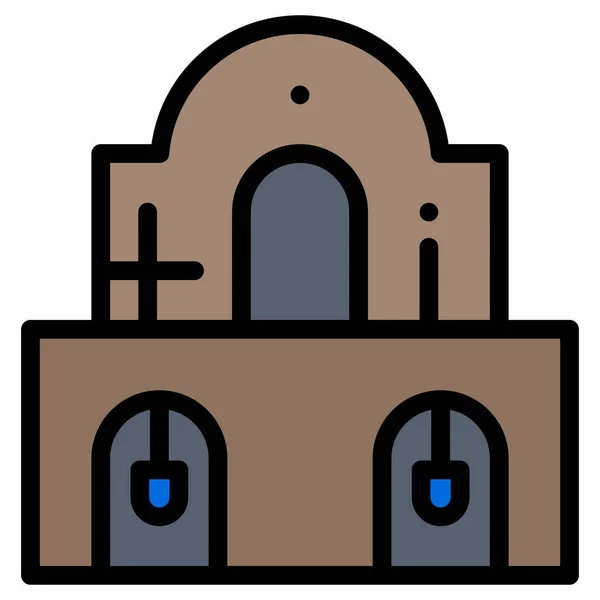 Het Bouwen Van Kerstmis Kerk Icoon Gevulde Outline Stijl — Stockvector