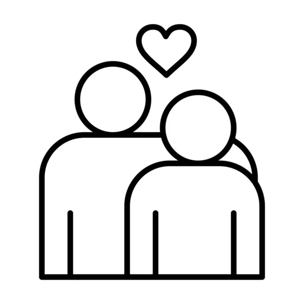 Couple Heart Love Icon Outline Style — Stock Vector