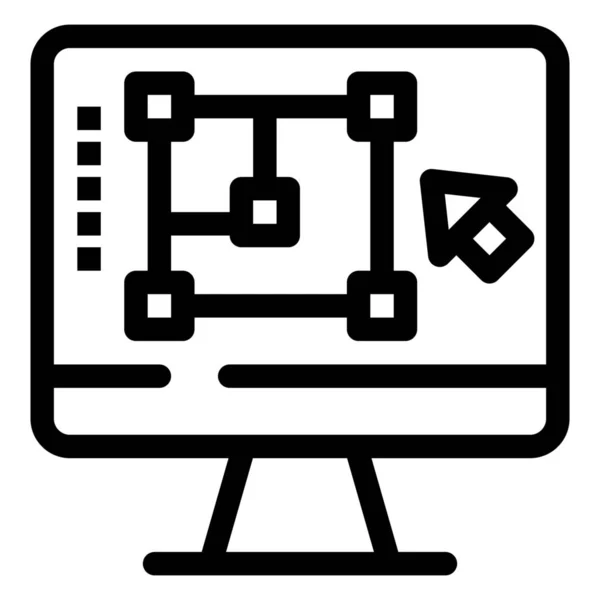 Иконка Уменьшения Проектирования Компьютера Стиле Наброска — стоковый вектор