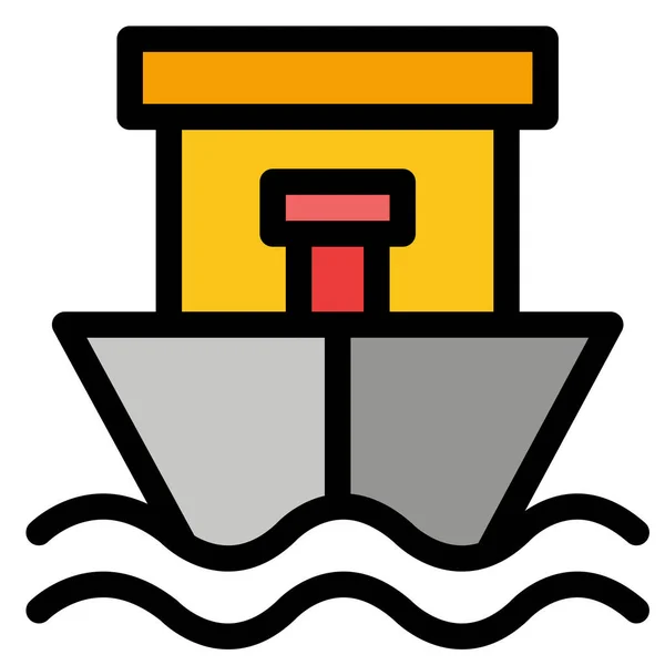 Beach Boat Ship Icon Filled Outline Style — Stock Vector