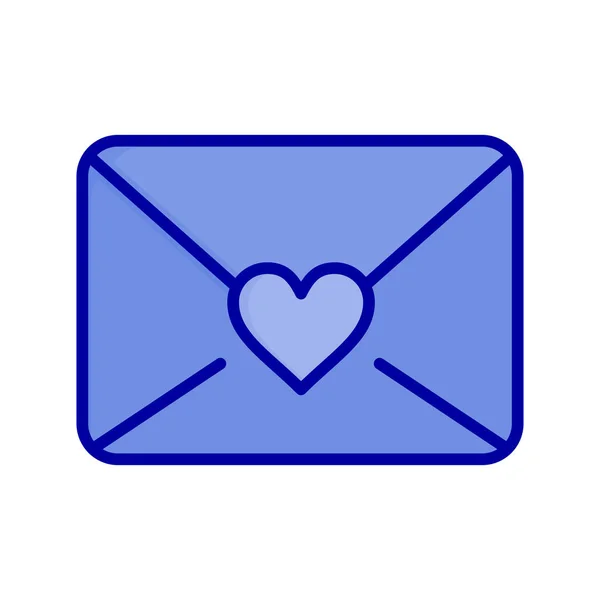 Hart Liefde Mail Icoon Gevulde Outline Stijl — Stockvector