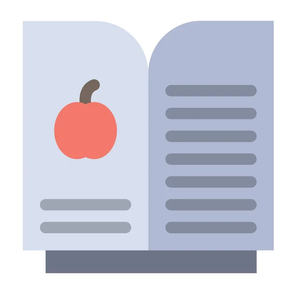 Apple Book Science Icon Flat Style — Stock Vector
