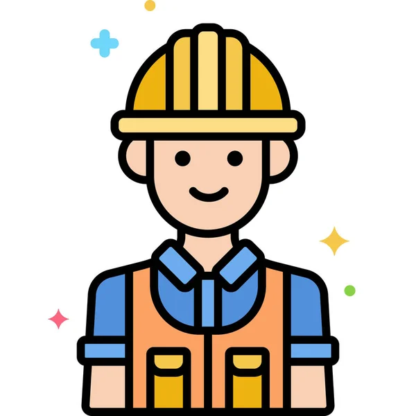 May Day Worker Icon Filled Outline Style — Stock Vector