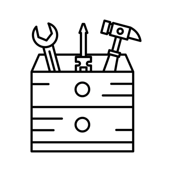 Box Carpenter Construction Icon Outline Style — Stock Vector