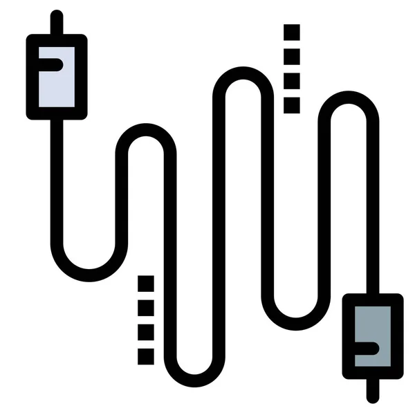 Audio Kabelsymbole Ausgefüllten Outline Stil — Stockvektor