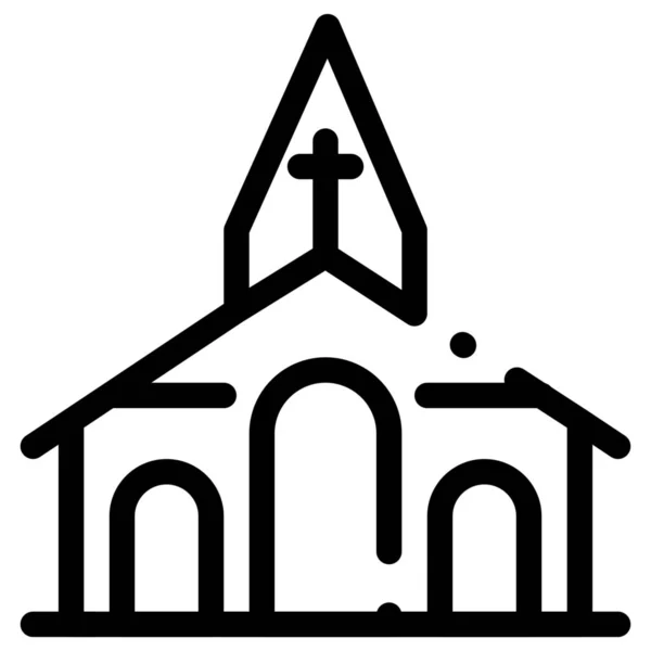 Building Christmas Church Icon Outline Style — Stock Vector