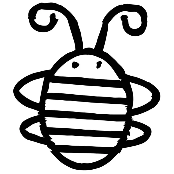 Ícone Bug Besouro Abelha Estilo Desenhado Mão — Vetor de Stock