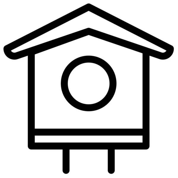 Πουλί Σπίτι Άνοιξη Εικονίδιο Στυλ Περίγραμμα — Διανυσματικό Αρχείο