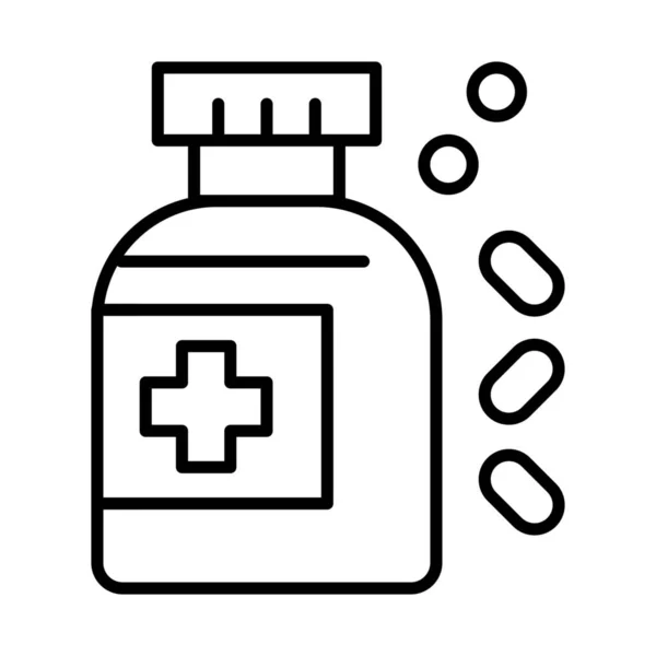 Fles Medicijn Tablet Pictogram Omtrek Stijl — Stockvector