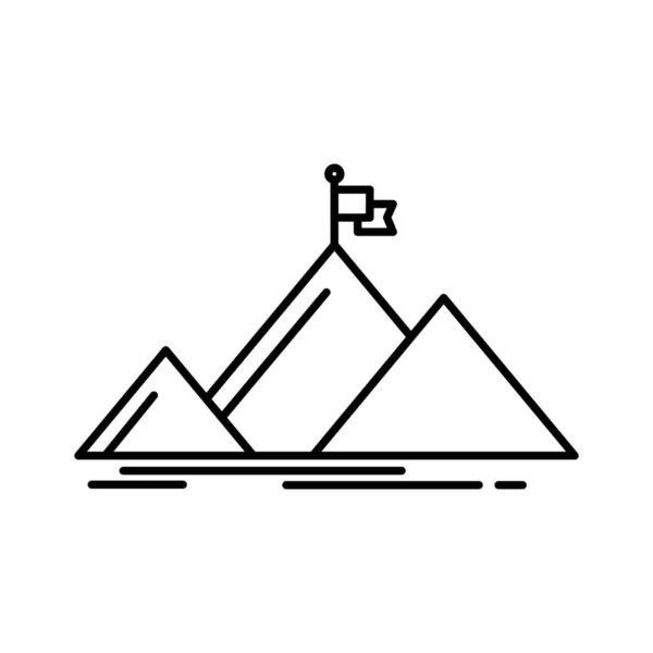 Прапор Гірський Пік Значок Контурному Стилі — стоковий вектор