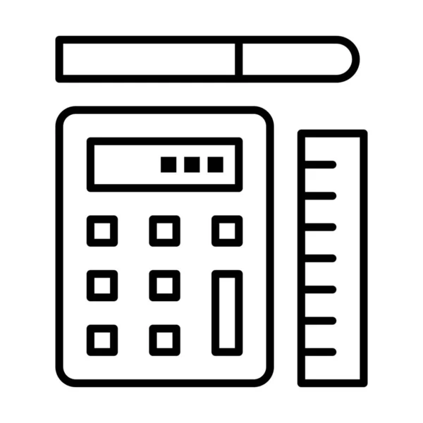 Calculatrice Éducation Stylo Icône Dans Style Contour — Image vectorielle