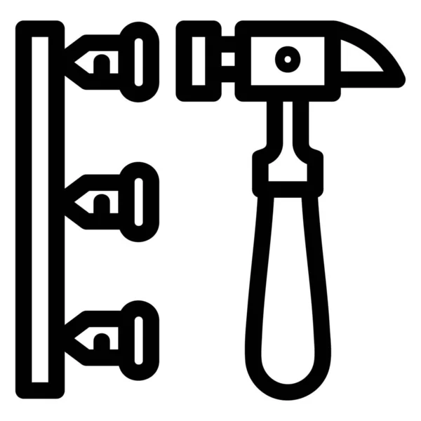 Ten Onrechte Hamer Inefficiënte Pictogram Omtrek Stijl — Stockvector