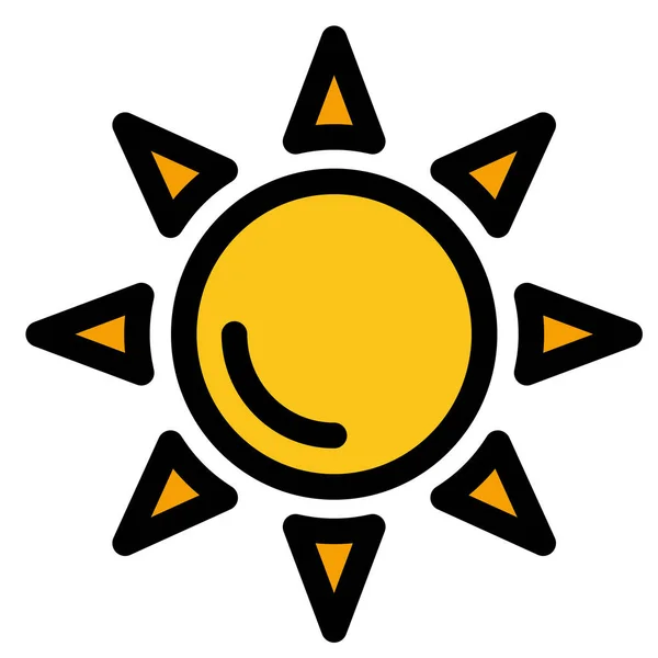 Пляж Сияющий Солнце Значок Стиле Заполненной Очертания — стоковый вектор