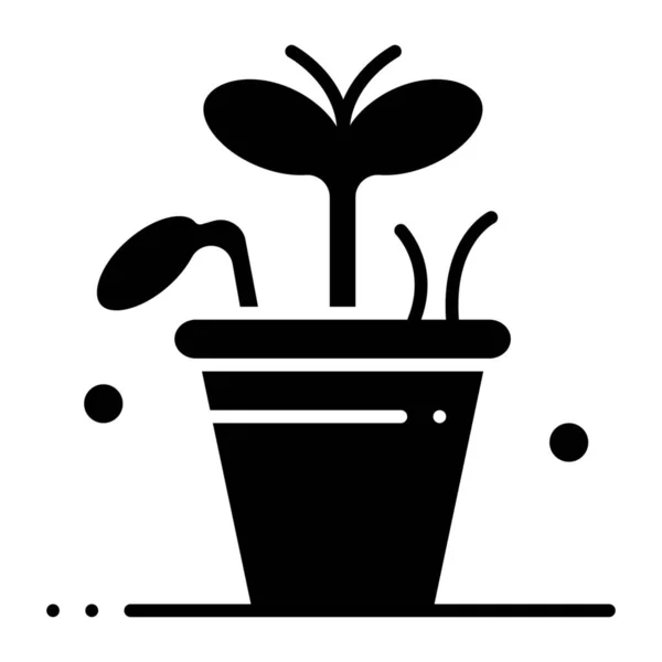 实心生长的叶形植物图标 — 图库矢量图片