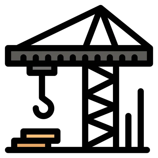 Arquitectura Construcción Crain Icono Estilo Contorno Lleno — Vector de stock