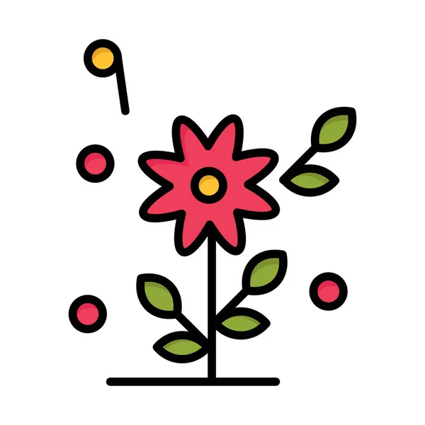 日间花卉心形图标充盈 轮廓风格 — 图库矢量图片