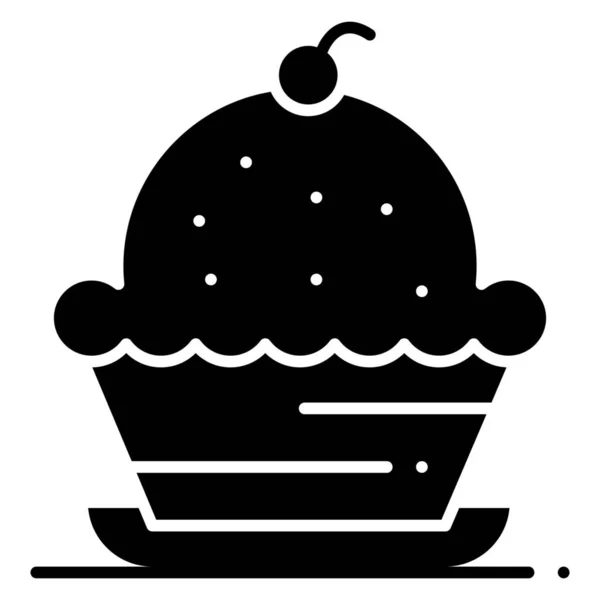Kaka Dessert Muffinsikon Fast Stil — Stock vektor