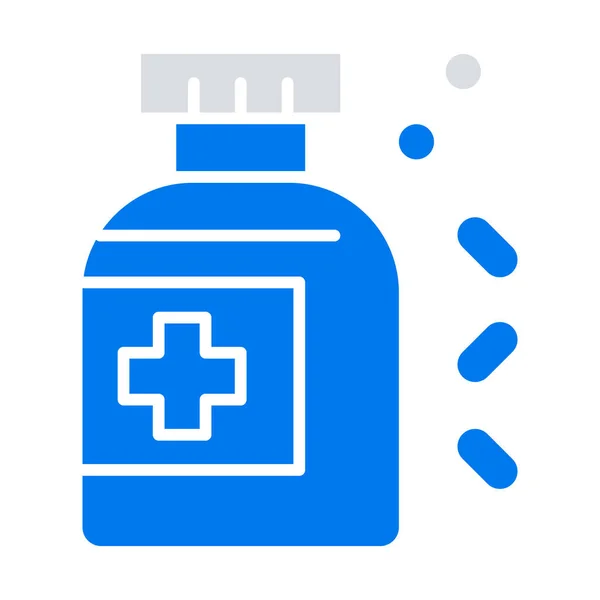 Bottle Medicine Tablet Icon Flat Style — Stock Vector