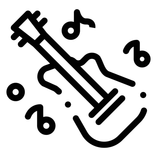 Icône Musique Instrument Guitare Dans Style Contour — Image vectorielle