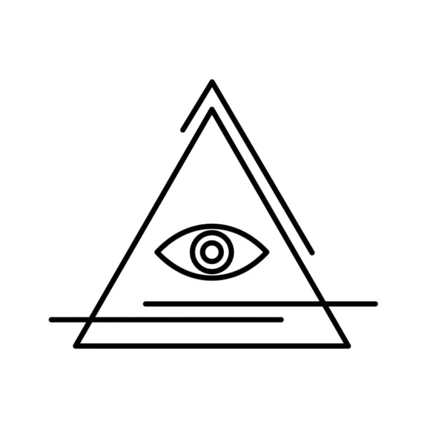 Ojo Illuminati Icono Pirámide Estilo Contorno — Vector de stock