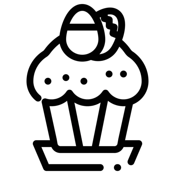 Gâteau Tasse Icône Pâques Dans Style Contour — Image vectorielle