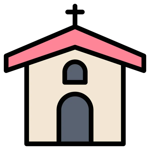 Celebración Iglesia Cristiana Icono Estilo Contorno Lleno — Vector de stock