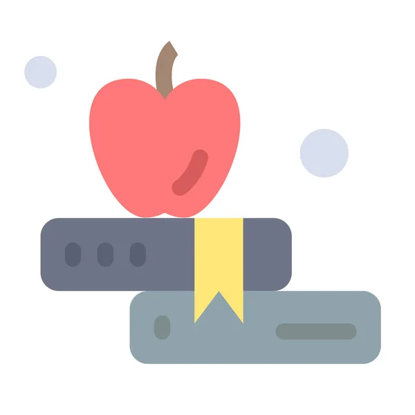 Icono Educación Libro Manzana Estilo Plano — Vector de stock