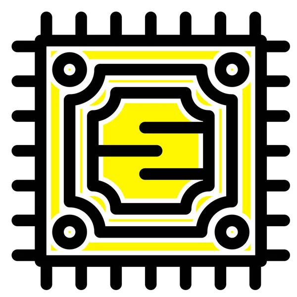 Ícone Processador Microchip Cpu Estilo Esboço Preenchido — Vetor de Stock