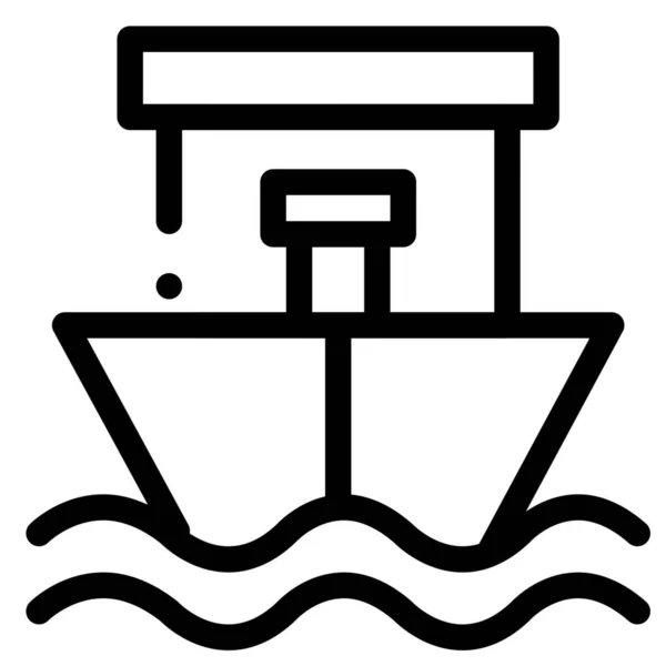 沙滩船图标的轮廓风格 — 图库矢量图片