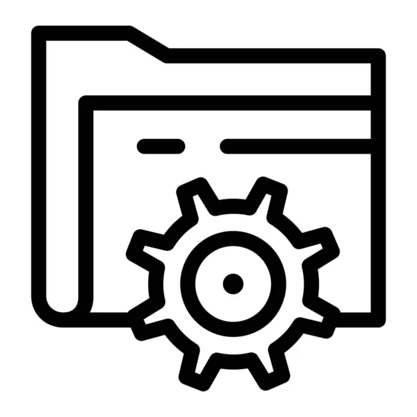 Computermap Tandwielpictogram Contourstijl — Stockvector