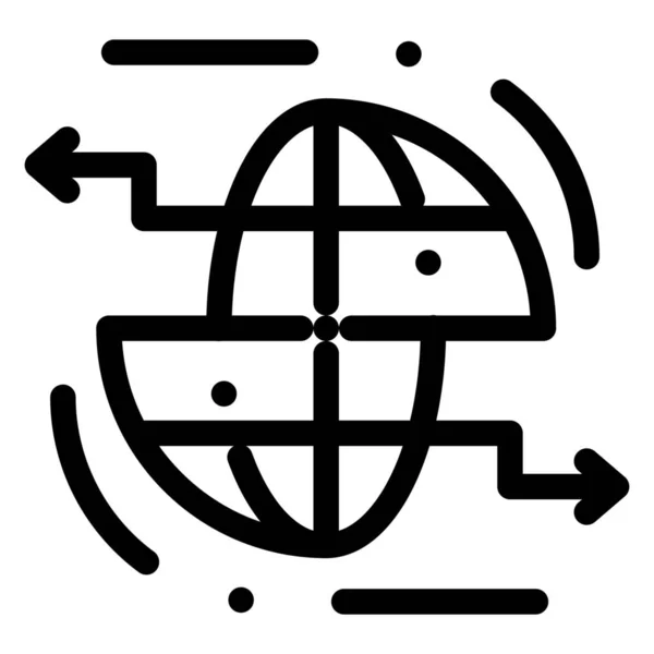 Flèche Communication Connecter Icône Dans Style Contour — Image vectorielle