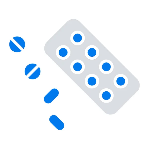 Medicin Piller Tablett Ikon Platt Stil — Stock vektor