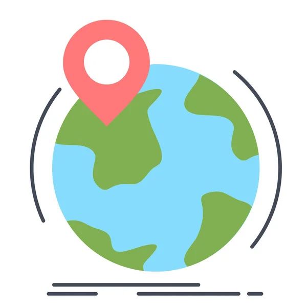 Globus Ortsmarkierungssymbol Flachen Stil — Stockvektor