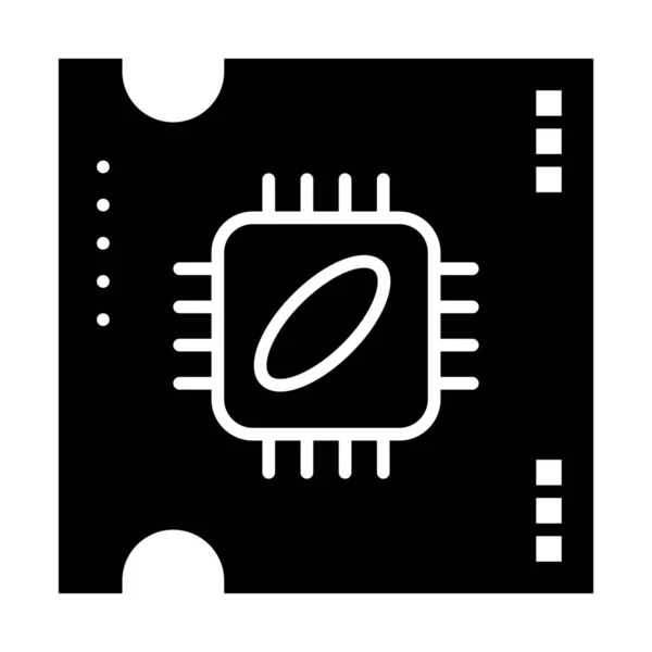 Čip Cpu Mikročip Ikona Pevném Stylu — Stockový vektor