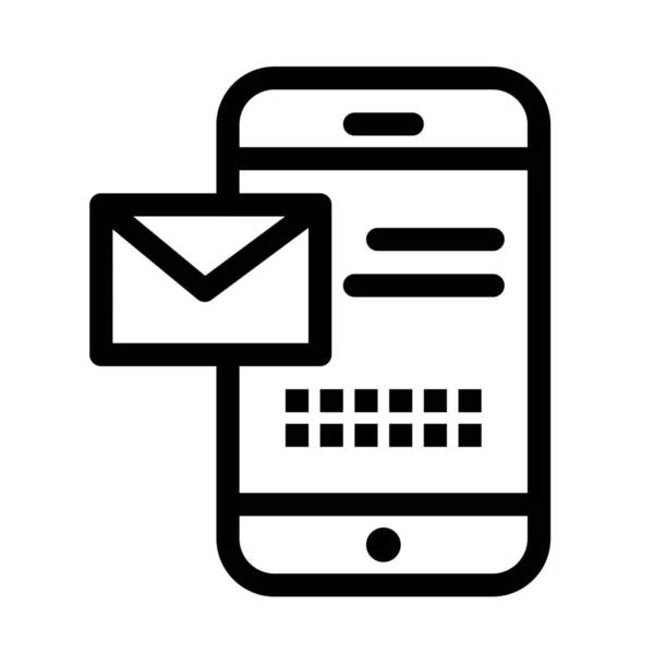 Message Chat Icône Mobile Dans Style Contour — Image vectorielle
