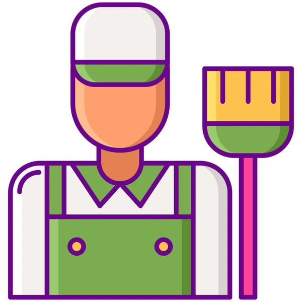 Male Cleaner Man Icon Filled Outline Style — ストックベクタ