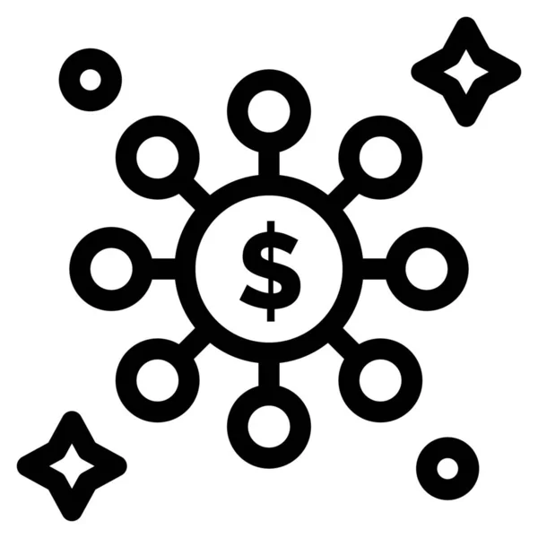 Dollar Network Share Icon Outline Style — Stockvector