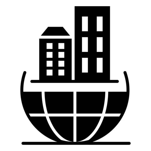 Architectuur Business Global Icon Solide Stijl — Stockvector