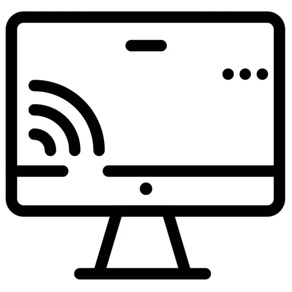 Monnitor Scherm Wifi Pictogram Omtrek Stijl — Stockvector