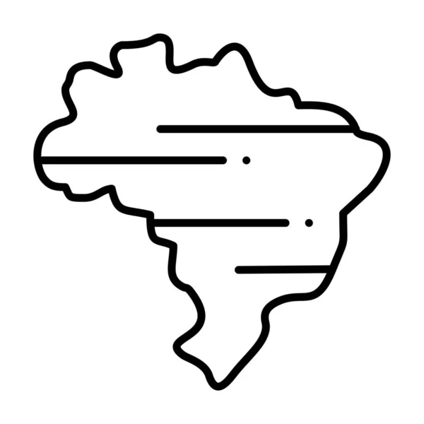 Brezilya Ülke Haritası Simgesi Ana Hat Biçiminde — Stok Vektör