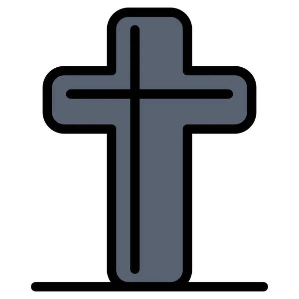 Célébration Icône Croix Chrétienne Dans Style Contour Rempli — Image vectorielle