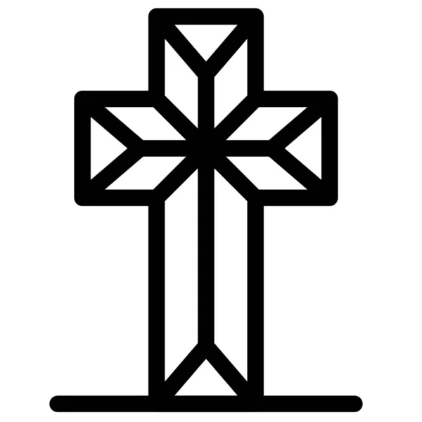 Святкування Християнського Хреста Значок Контурному Стилі — стоковий вектор