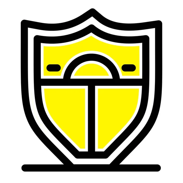 Icono Escudo Seguridad Motivación Estilo Contorno Lleno — Archivo Imágenes Vectoriales